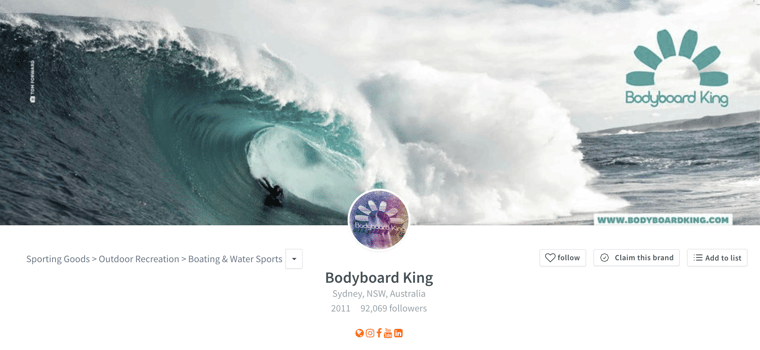 Fastest growing surf brands - bodyboard king