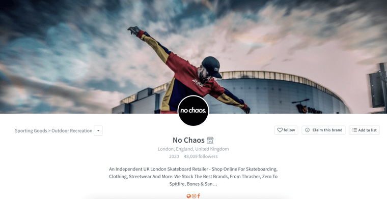 Fastest growing skateboard brands - No Chaos
